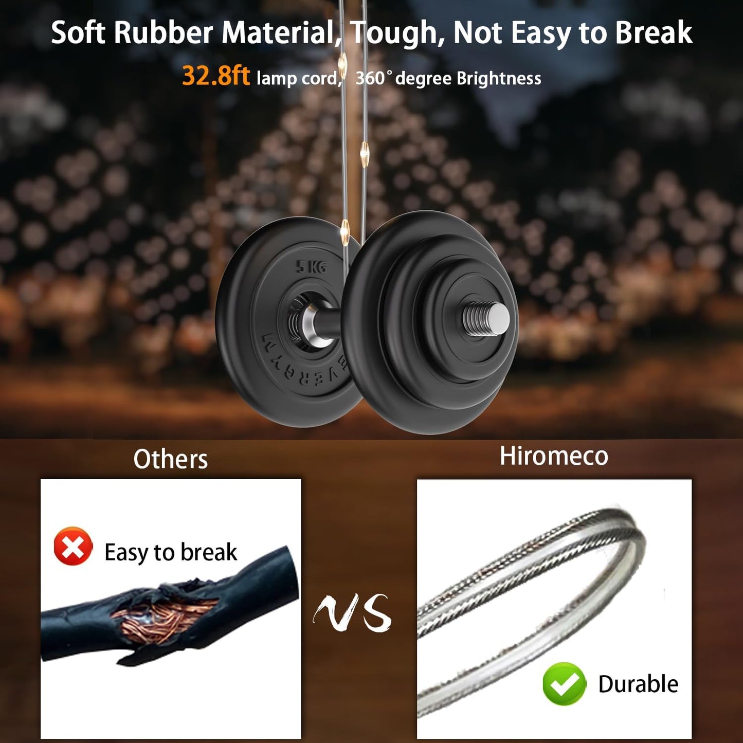 Waterproof Rechargeable Retractable Camping String Lights