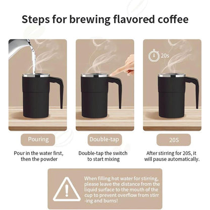 Coffee cup with automatic stirring