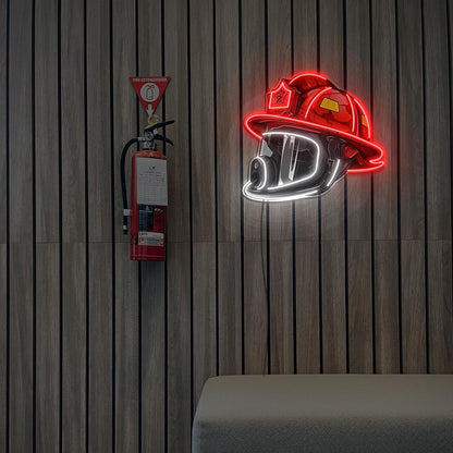 Firefighter Helmet Neon Sign