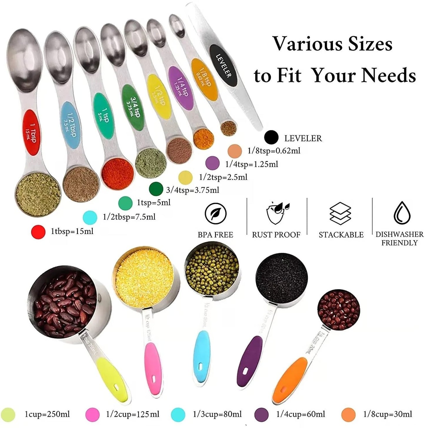 🔥Stainless Steel Magnetic Measuring Spoons 13-piece Set