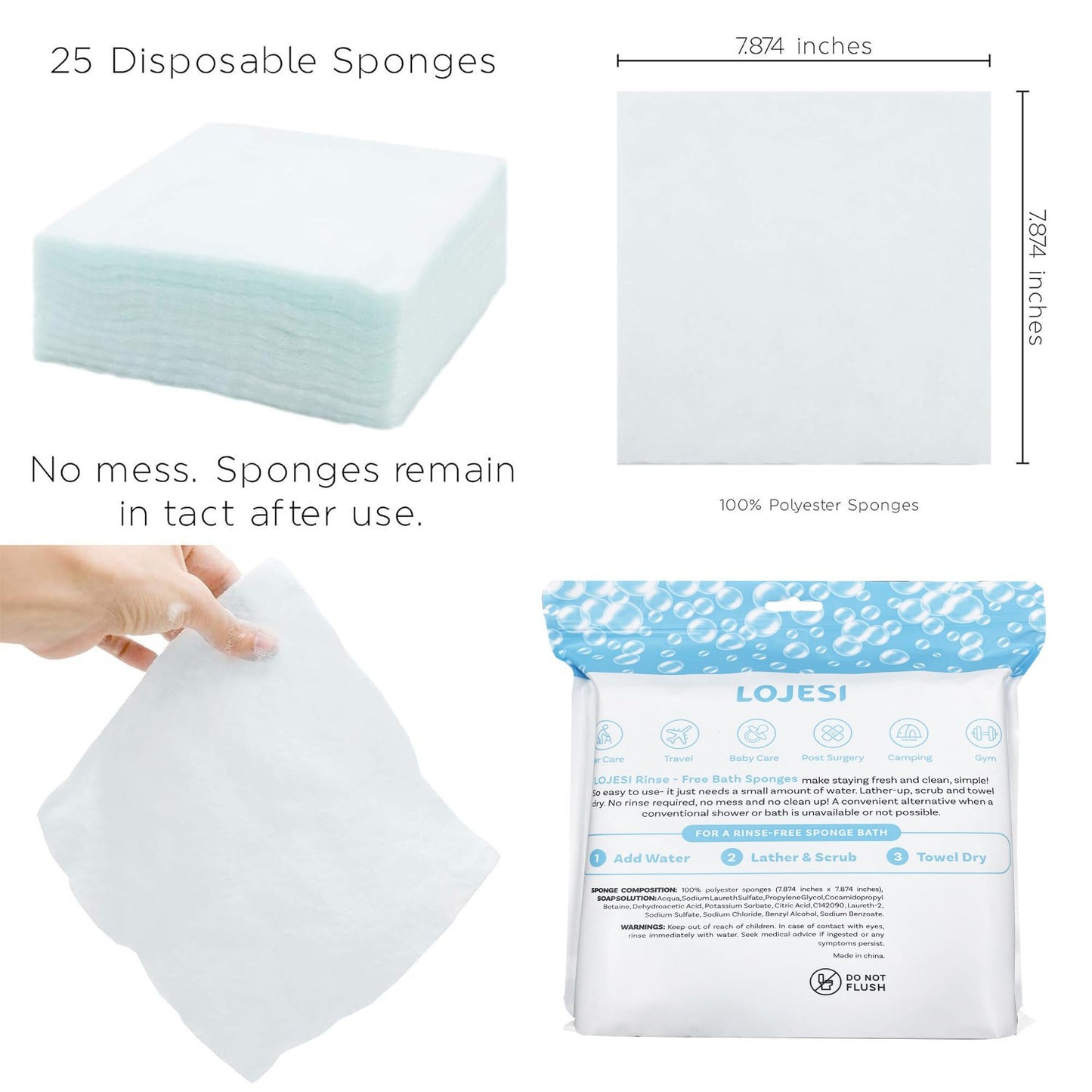 🌈Disposable Rinse-Free Bathing Wipes🧼