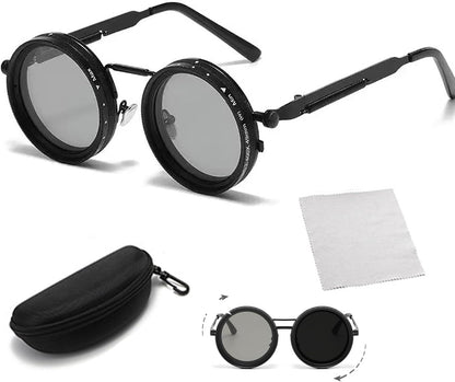 Adjustable Tint Rounded Polarized Lenses Retro Sunglasses