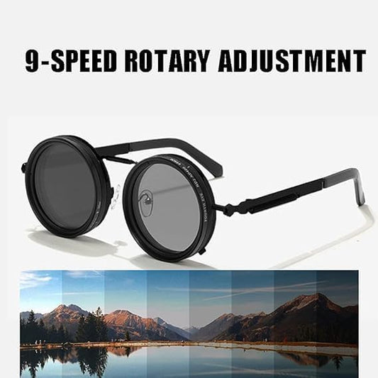 Adjustable Tint Rounded Polarized Lenses Retro Sunglasses