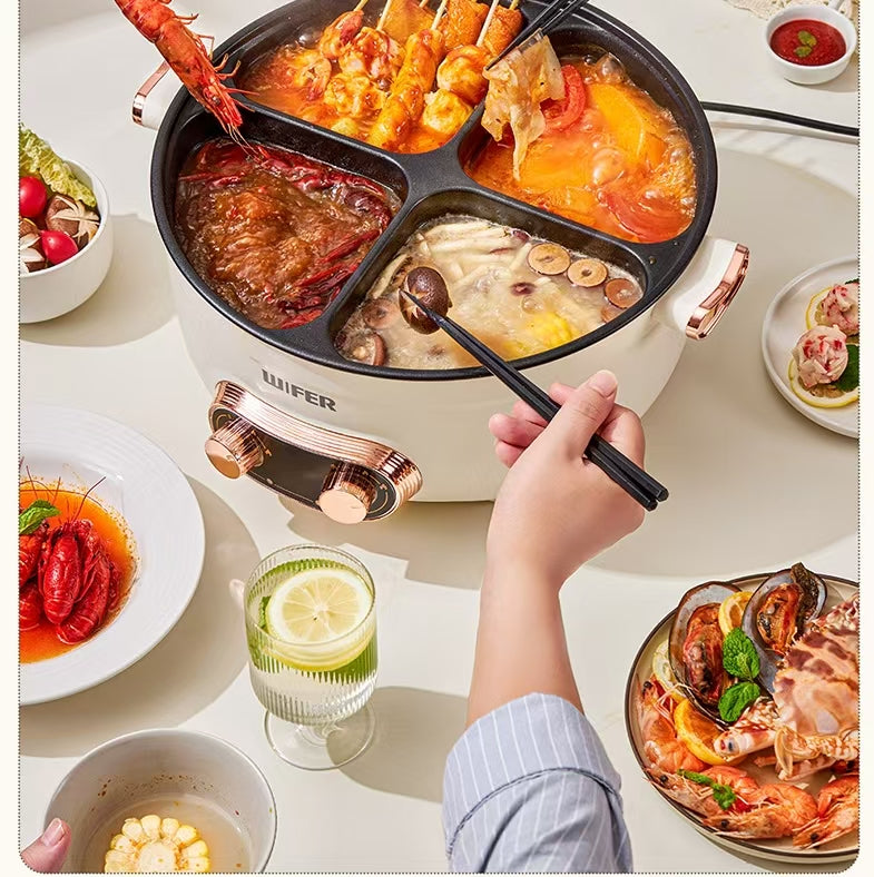 Multifunctional four-grid electric cooker