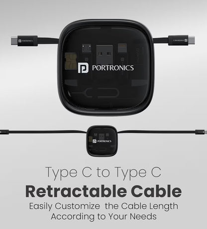 All-in-One Retractable Charging Cable Kit – Fast Charging (Up to 60W), Compact Travel Organizer for All Devices