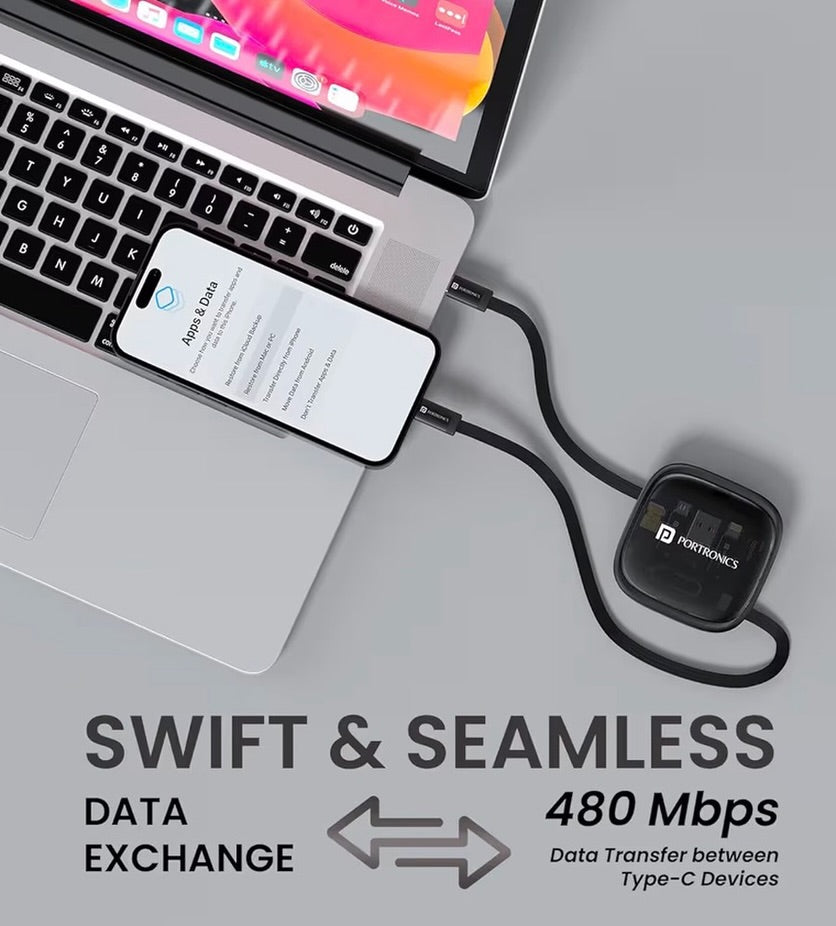 All-in-One Retractable Charging Cable Kit – Fast Charging (Up to 60W), Compact Travel Organizer for All Devices