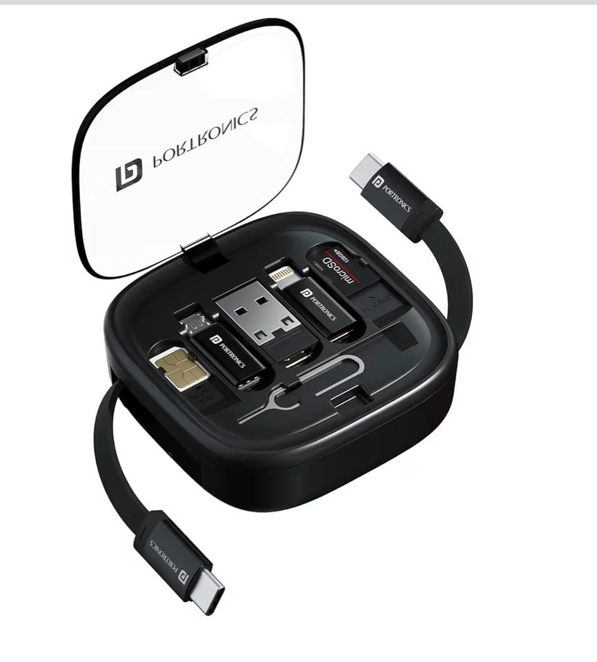 All-in-One Retractable Charging Cable Kit – Fast Charging (Up to 60W), Compact Travel Organizer for All Devices