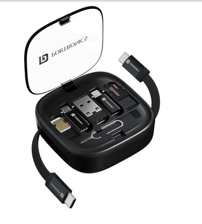 All-in-One Retractable Charging Cable Kit – Fast Charging (Up to 60W), Compact Travel Organizer for All Devices