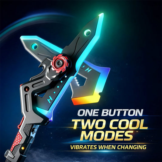 ⚔️2-in-1 Transforming RGB Dual Axe Blade✨Cinematic Sci-Fi Weapon Toy⚡
