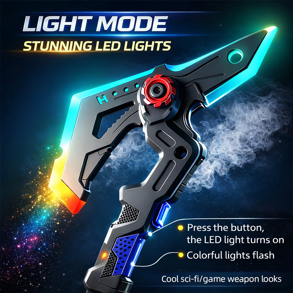 ⚔️2-in-1 Transforming RGB Dual Axe Blade✨Cinematic Sci-Fi Weapon Toy⚡