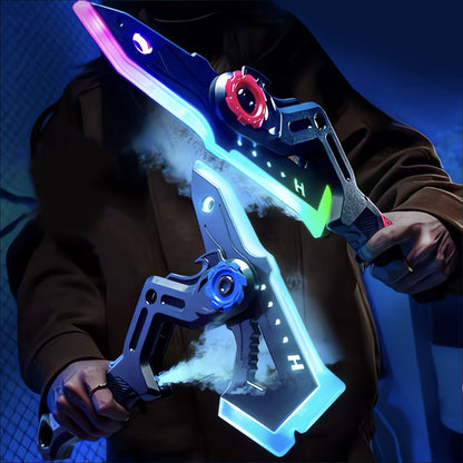 ⚔️2-in-1 Transforming RGB Dual Axe Blade✨Cinematic Sci-Fi Weapon Toy⚡