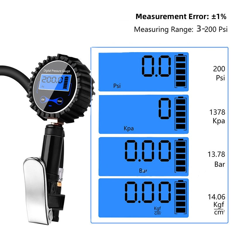 Digital Tire Inflator Kit with Pressure Gauge