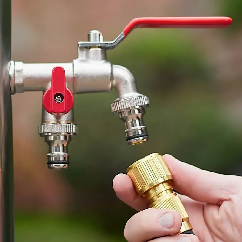 ⚙️ Universal Stainless Steel Double Outlet Garden Faucet – Independent Valves
