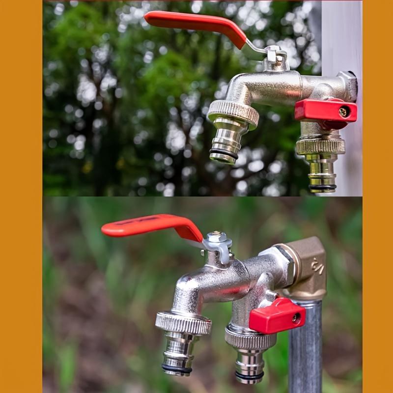 ⚙️ Universal Stainless Steel Double Outlet Garden Faucet – Independent Valves