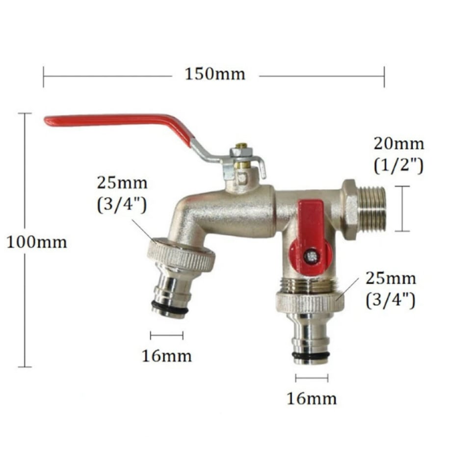 ⚙️ Universal Stainless Steel Double Outlet Garden Faucet – Independent Valves
