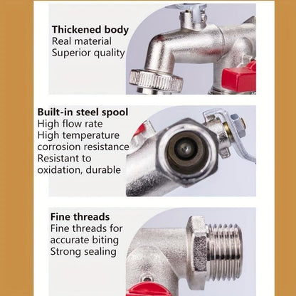 ⚙️ Universal Stainless Steel Double Outlet Garden Faucet – Independent Valves