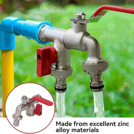 ⚙️ Universal Stainless Steel Double Outlet Garden Faucet – Independent Valves