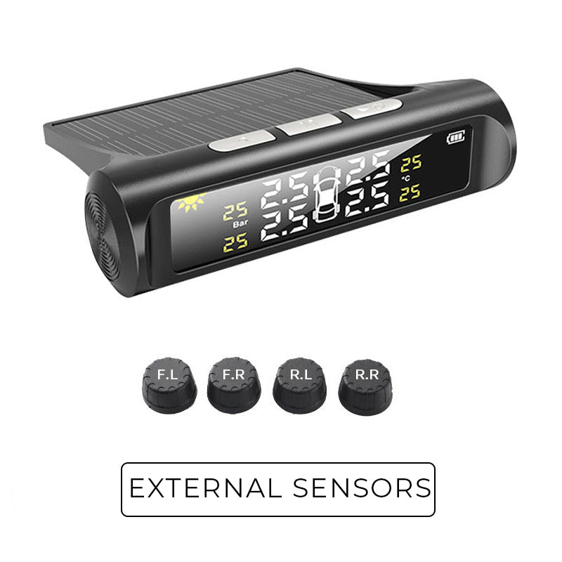 🚗Solar Real-Time Four-Wheel Display Tire Pressure Monitor