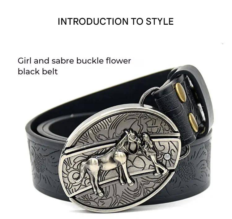 Men's Embossed Belt with Built-in Knife