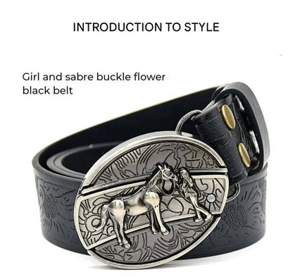Men's Embossed Belt with Built-in Knife