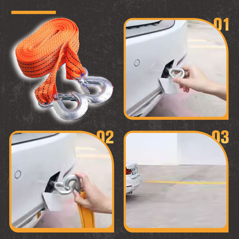 Car Tow Strap with Hooks & 5 Tons Capacity