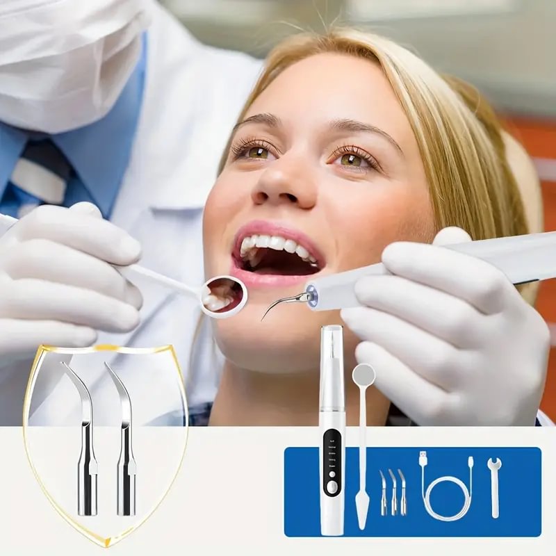 A tooth cleaner, a tooth cleaner with LED light, a rechargeable tooth cleaning set