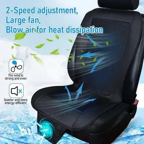12V Cooling Car Seat Cushion With Built-In Fan - Breathable Eva Summer Ventilation, Front Seat Cover For Enhanced Comfort