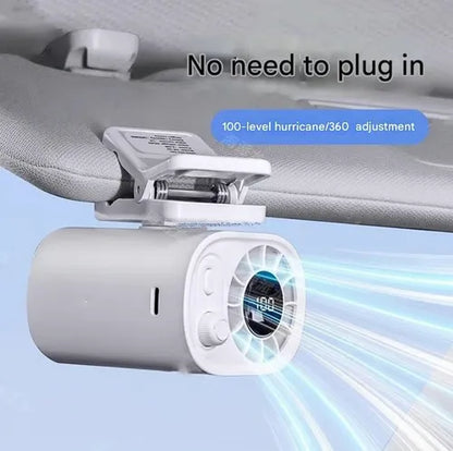 USB Clip-On Car Fan with LED Display