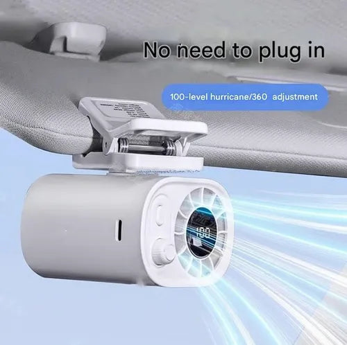 USB Clip-On Car Fan with LED Display