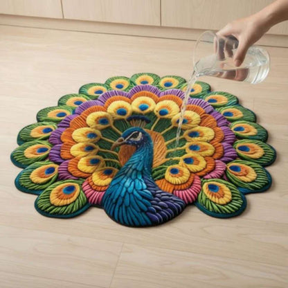Silicone Mud 3D Vision Peacock Floor Mat