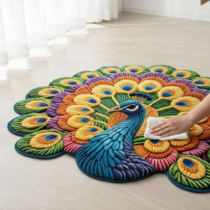 Silicone Mud 3D Vision Peacock Floor Mat