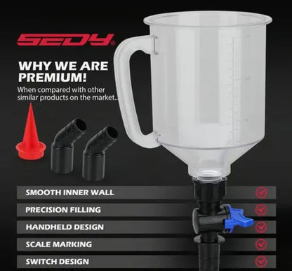 17-Piece Engine Oil Funnel Set, 1.36 qt Automotive Oil Funnel Kit with 12 Adapters