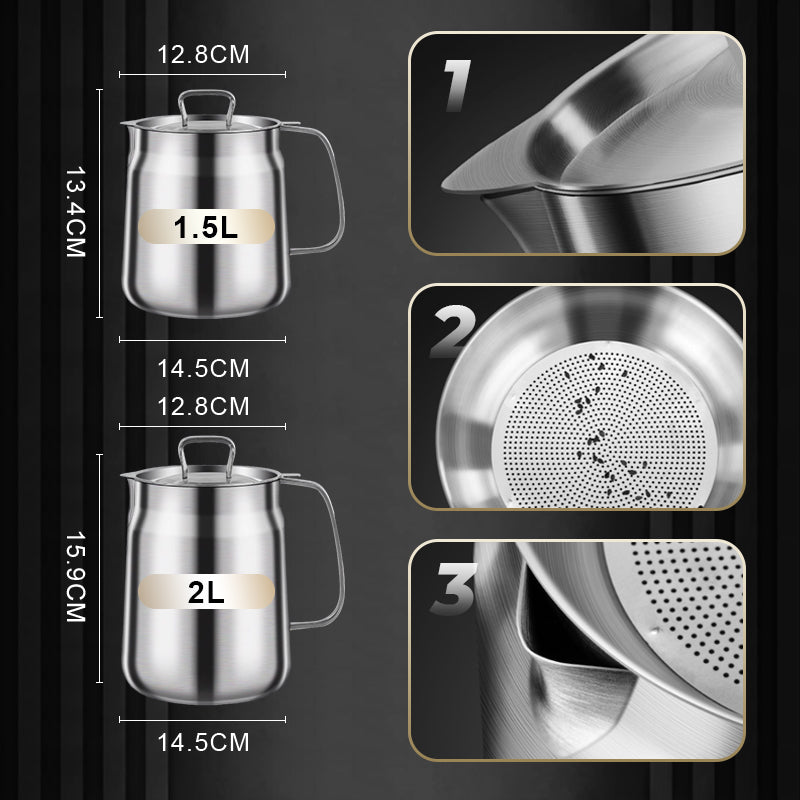 Large Capacity 304 Stainless Steel Multi-Purpose Oil Filter Container