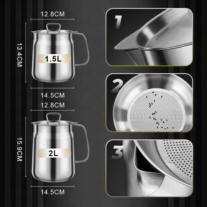Large Capacity 304 Stainless Steel Multi-Purpose Oil Filter Container