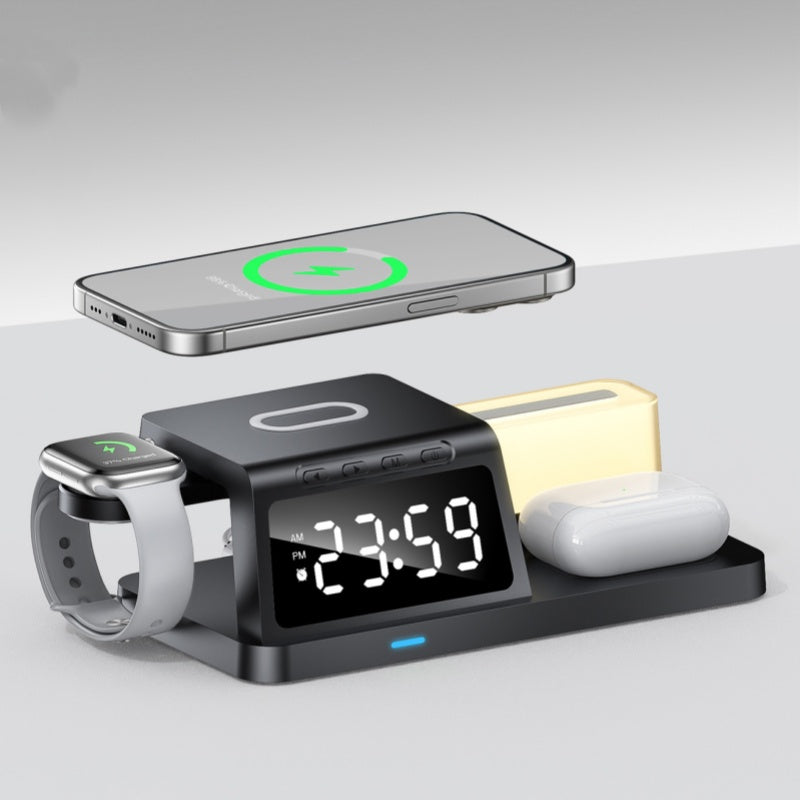 5-in-1 Wireless Charging Station with Clock & Night Light