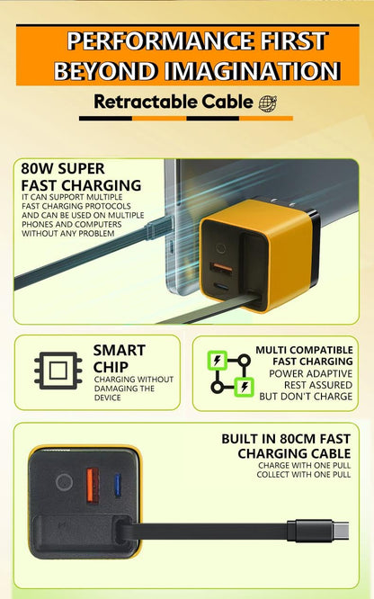 3 in 1 GaN Charger，80W MAX fast charger module