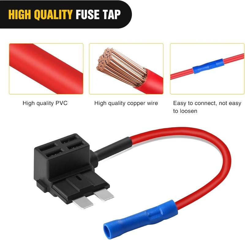Nilight - 50040R 12V Car Add-a-Circuit Fuse Adapter with Standard and Mini TAP Profile TAP Blade Fuse