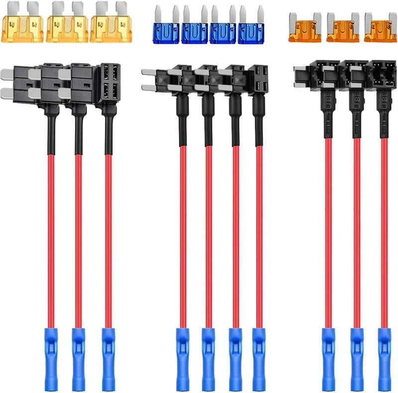 Nilight - 50040R 12V Car Add-a-Circuit Fuse Adapter with Standard and Mini TAP Profile TAP Blade Fuse