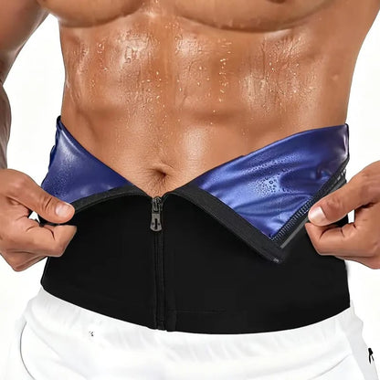 🔥 Men's Zipper Waist Trainer Sweat Belt with Sauna Technology