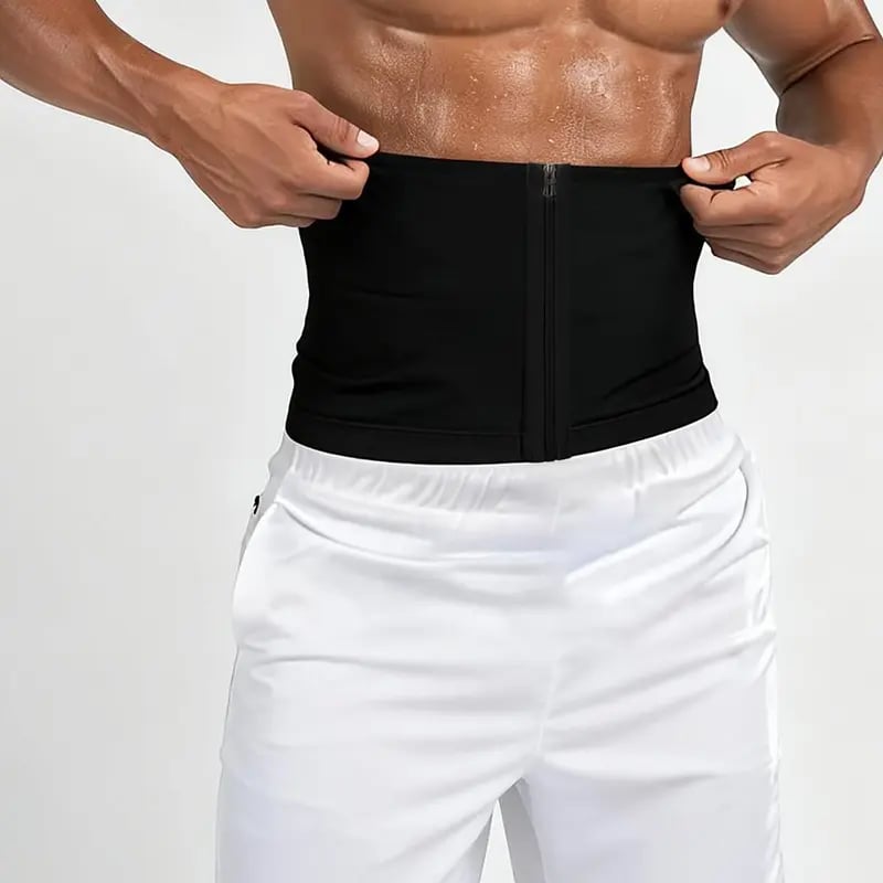🔥 Men's Zipper Waist Trainer Sweat Belt with Sauna Technology