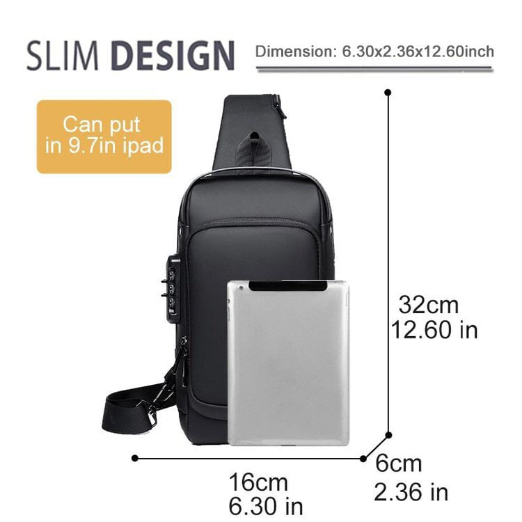 USB charging sport sling Anti-theft shoulder bag