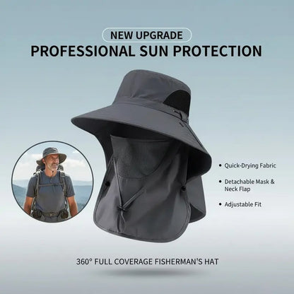 🌞Spring/Summer Fisherman's Hat Detachable Outdoor Sun-Protective Face Covering🏕️ (Adjustable & Lightweight Comfort & Unisex Fit）