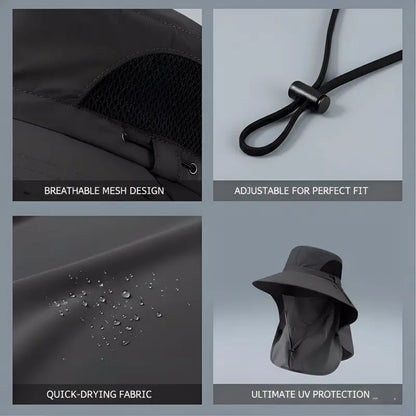 🌞Spring/Summer Fisherman's Hat Detachable Outdoor Sun-Protective Face Covering🏕️ (Adjustable & Lightweight Comfort & Unisex Fit）