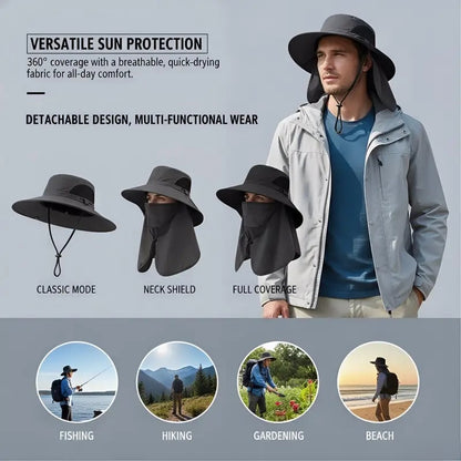 🌞Spring/Summer Fisherman's Hat Detachable Outdoor Sun-Protective Face Covering🏕️ (Adjustable & Lightweight Comfort & Unisex Fit）
