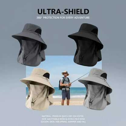 🌞Spring/Summer Fisherman's Hat Detachable Outdoor Sun-Protective Face Covering🏕️ (Adjustable & Lightweight Comfort & Unisex Fit）