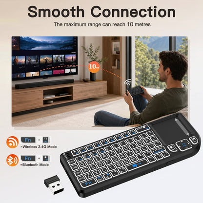 Multifunctional Mini Keyboard with 2.4G Dual-Mode Laser Pointer Connectivity