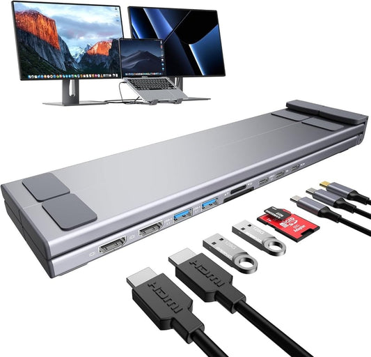 💻🔗 8-in-1 Laptop Stand Docking Station – Aluminum Foldable USB-C Hub