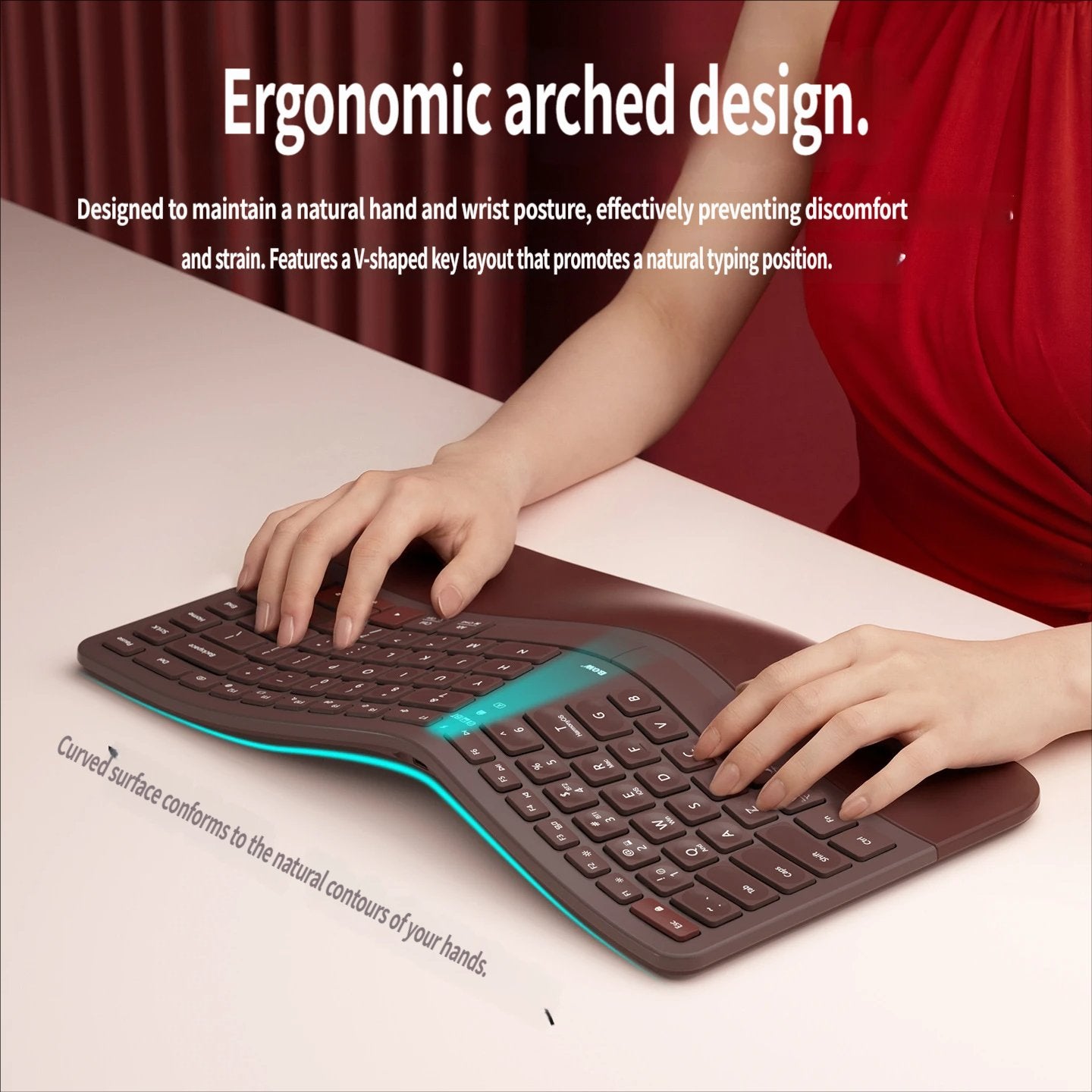 Ergonomic Keyboard Wrist Rest — Tri-Mode Silent Keyboard