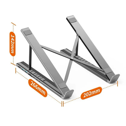 💻🔗 8-in-1 Laptop Stand Docking Station – Aluminum Foldable USB-C Hub