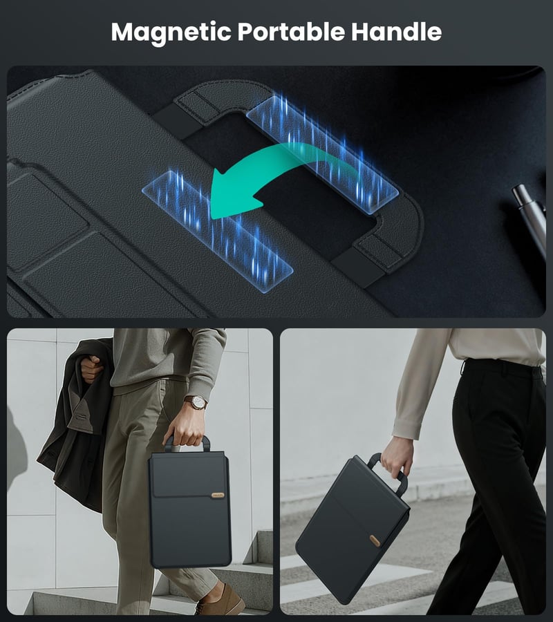 Multi-Functional Laptop Sleeve with Magnetic Handle